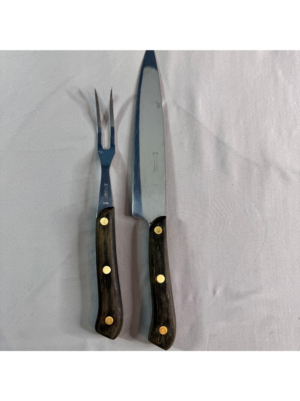 Anton Wingen Jr Solingen Germany Carving Set Knife 894 Fork 896 Wood Handle